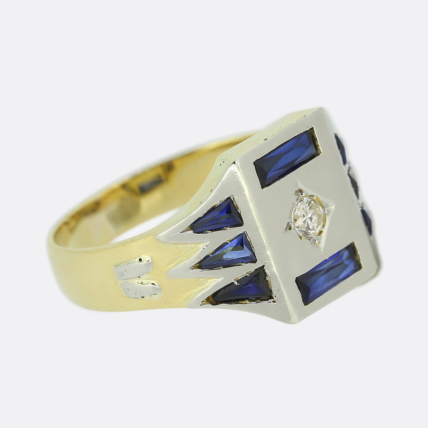 Art Deco Sapphire and Diamond Signet Ring
