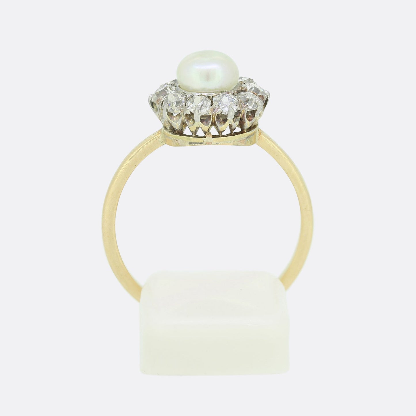 Victorian Natural Pearl and Diamond Cluster Ring