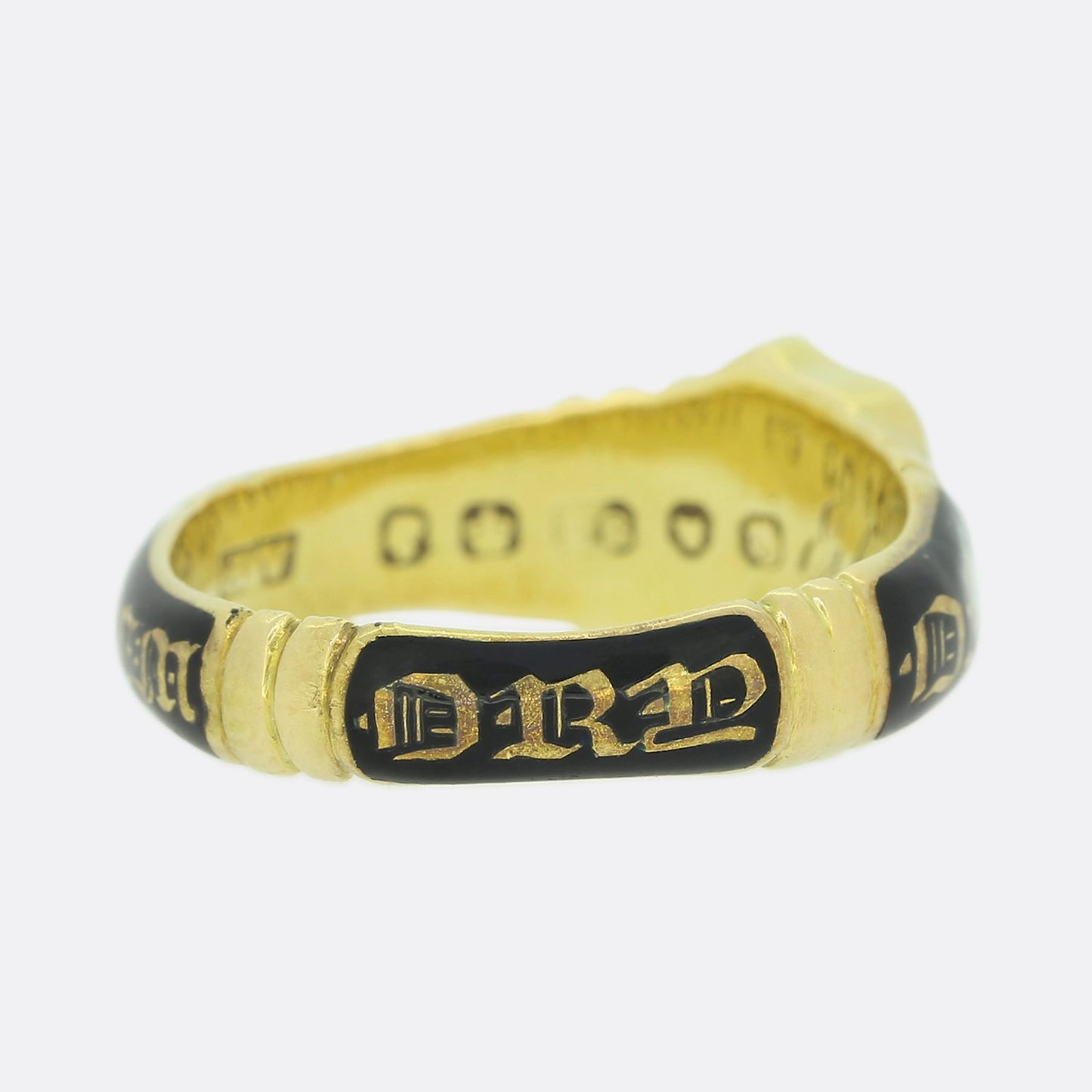 Victorian 1850s 'In Memory Of' Enamel Mourning Band Ring