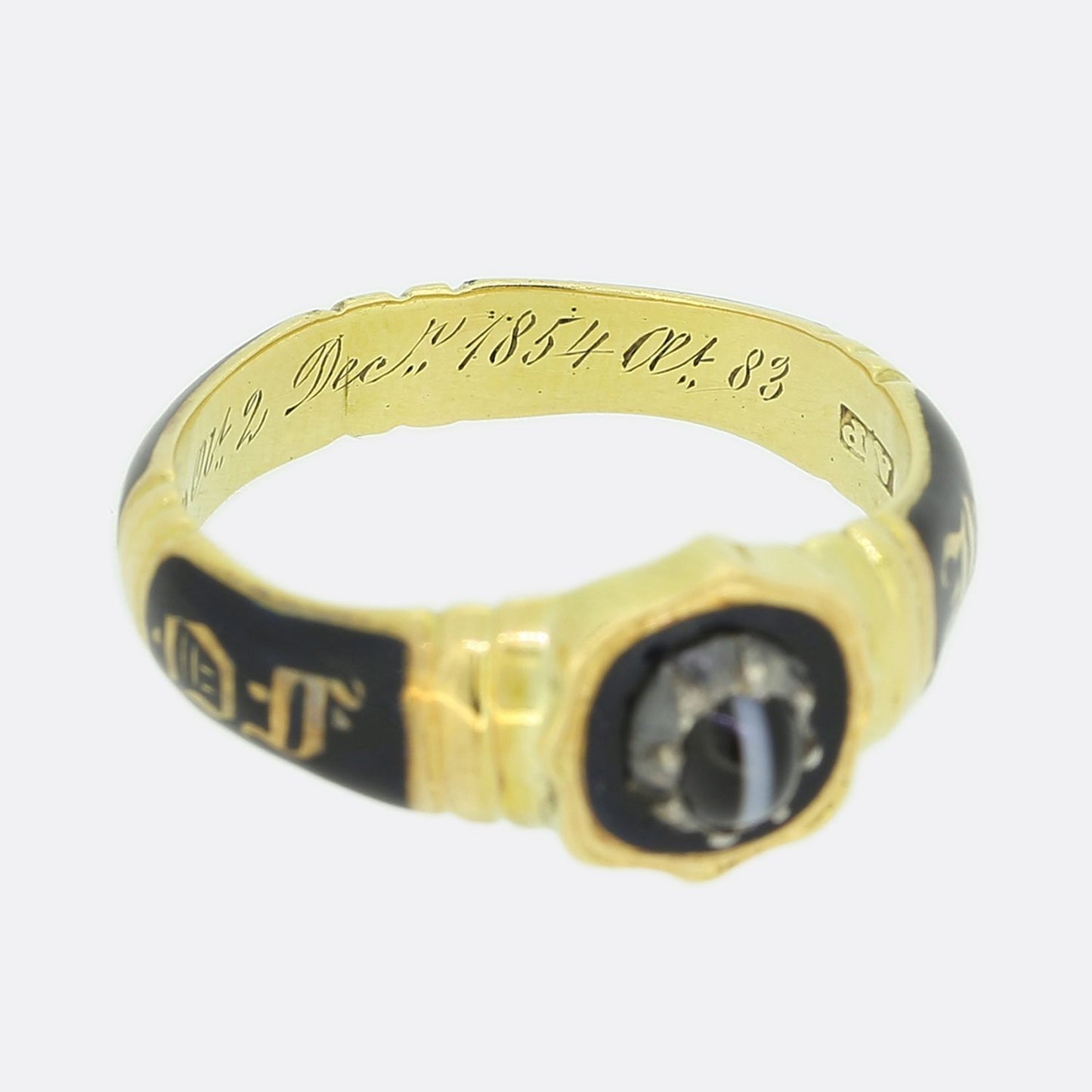 Victorian 1850s 'In Memory Of' Enamel Mourning Band Ring
