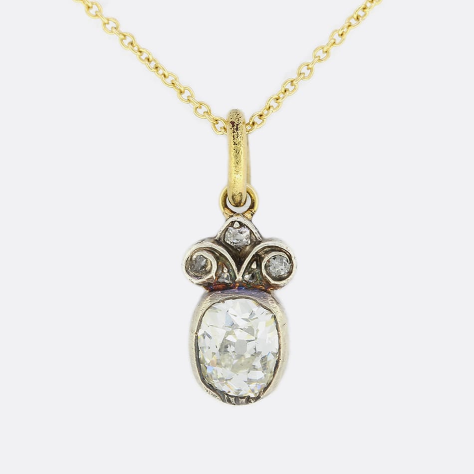 Victorian 0.90 Carat Old Cut Diamond Pendant