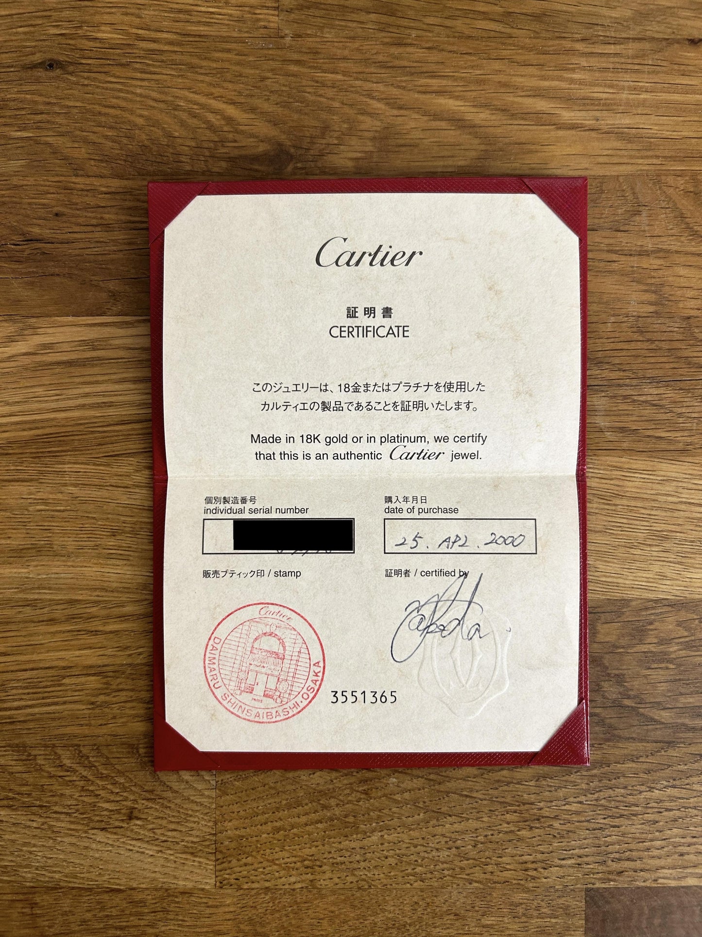 Cartier Three Diamond LOVE Ring Size I (48)