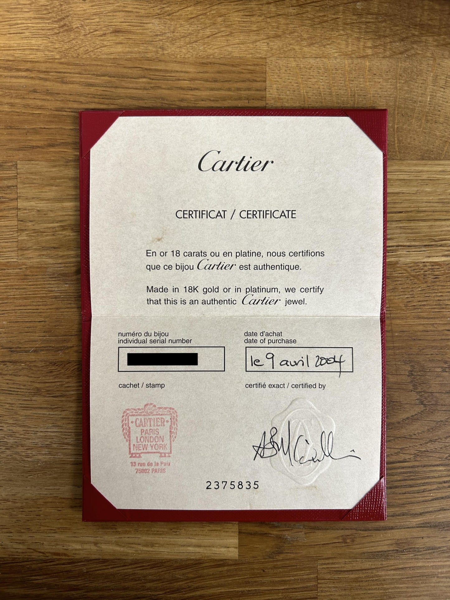 Cartier Three Diamond LOVE Ring Size K (50)