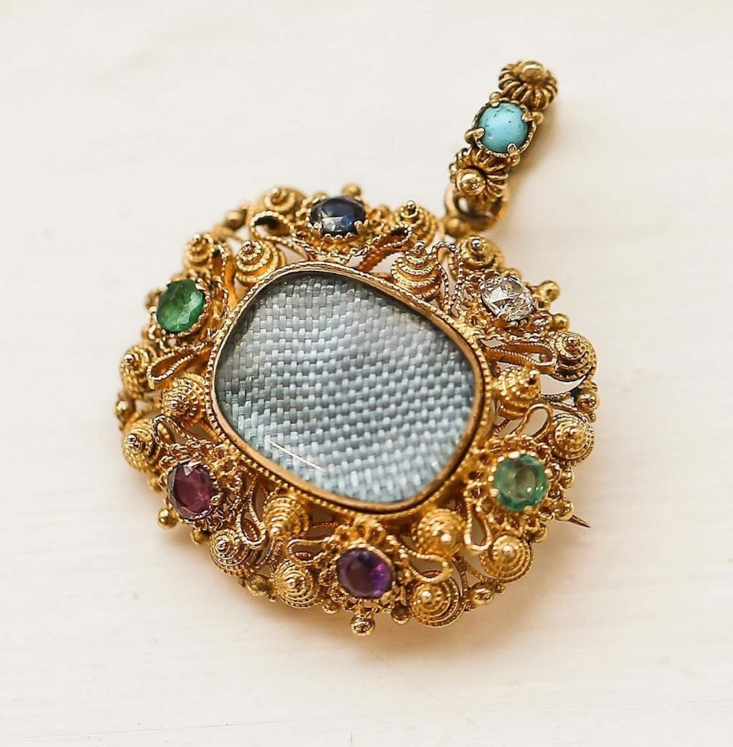 Georgian Dearest Acrostic Cannetille Pendant