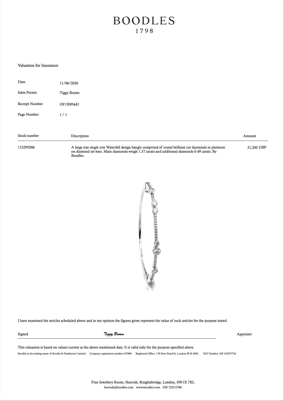 Boodles Diamond Waterfall Bangle