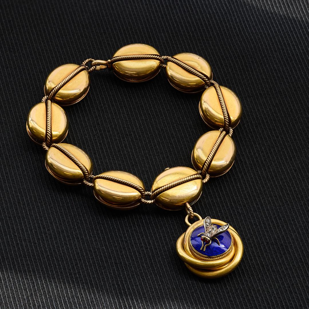Victorian Diamond Fly Locket Bracelet