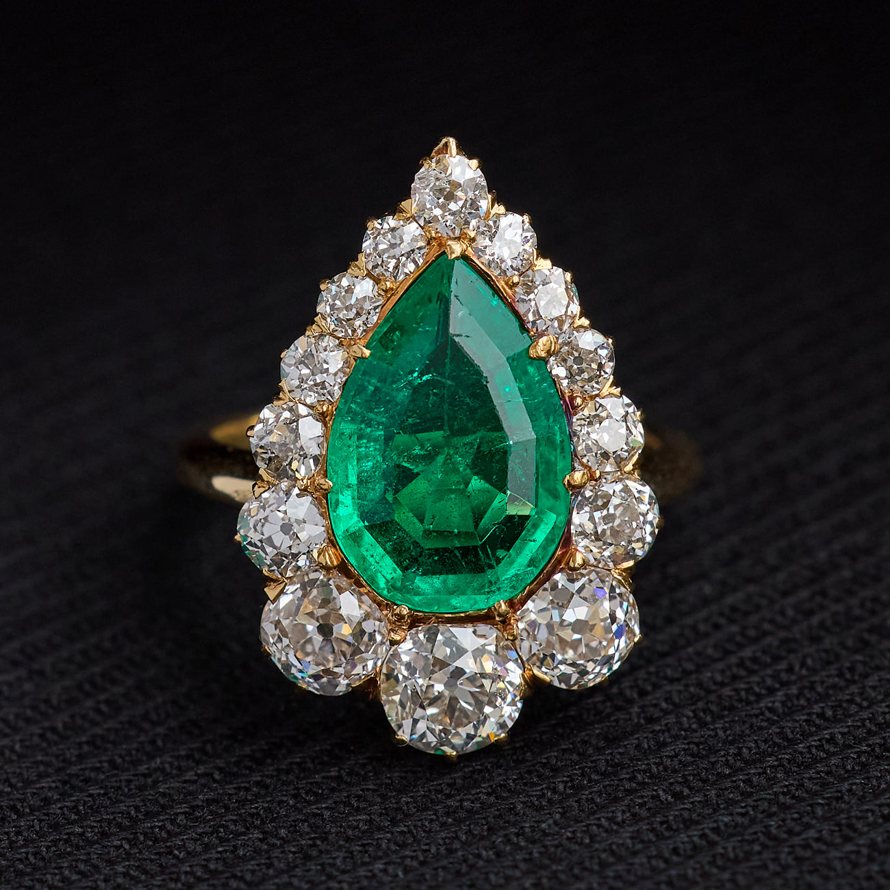 2.25 Carat Colombian Emerald and Diamond Cluster Ring