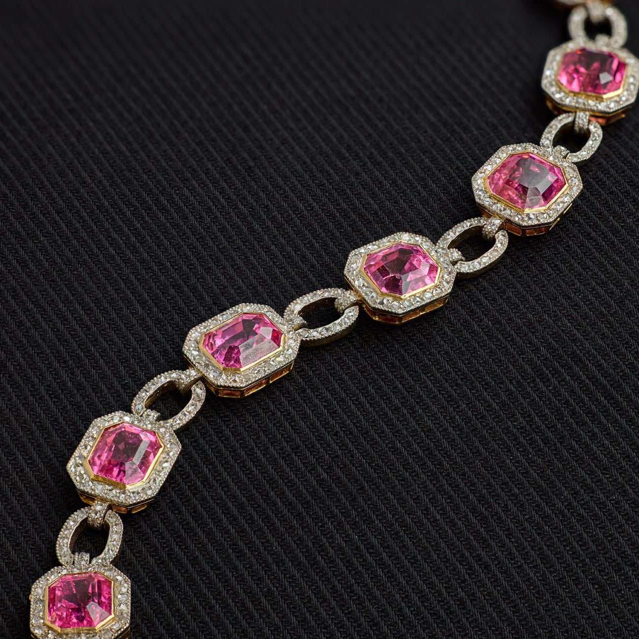 Edwardian Pink Tourmaline and Diamond Bracelet