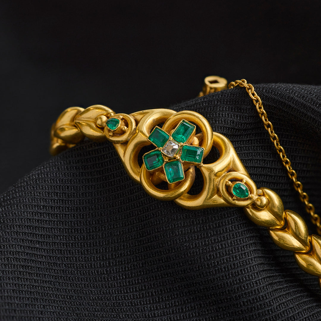 Victorian Emerald and Diamond Bracelet