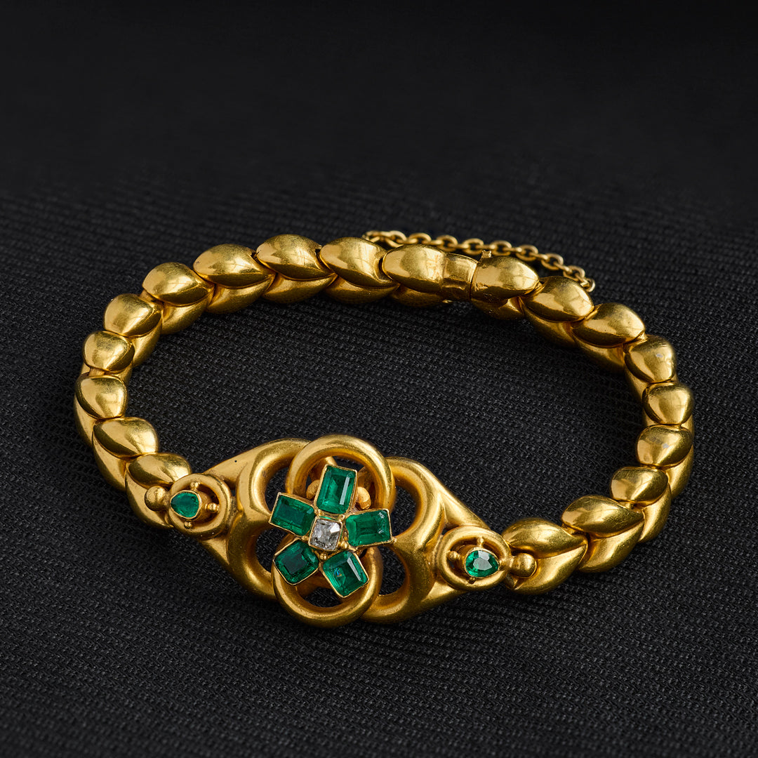 Victorian Emerald and Diamond Bracelet