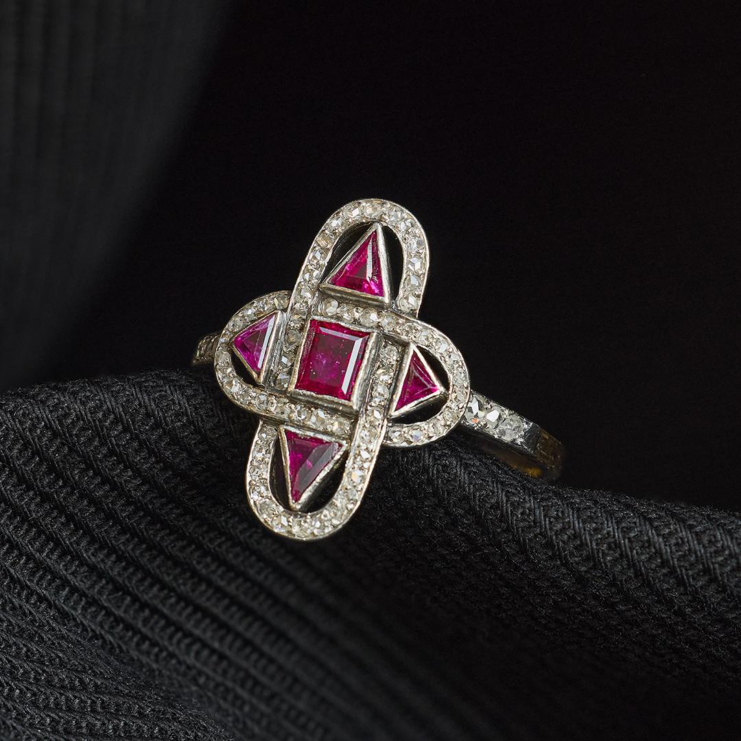 Art Deco Ruby and Diamond Dress Ring