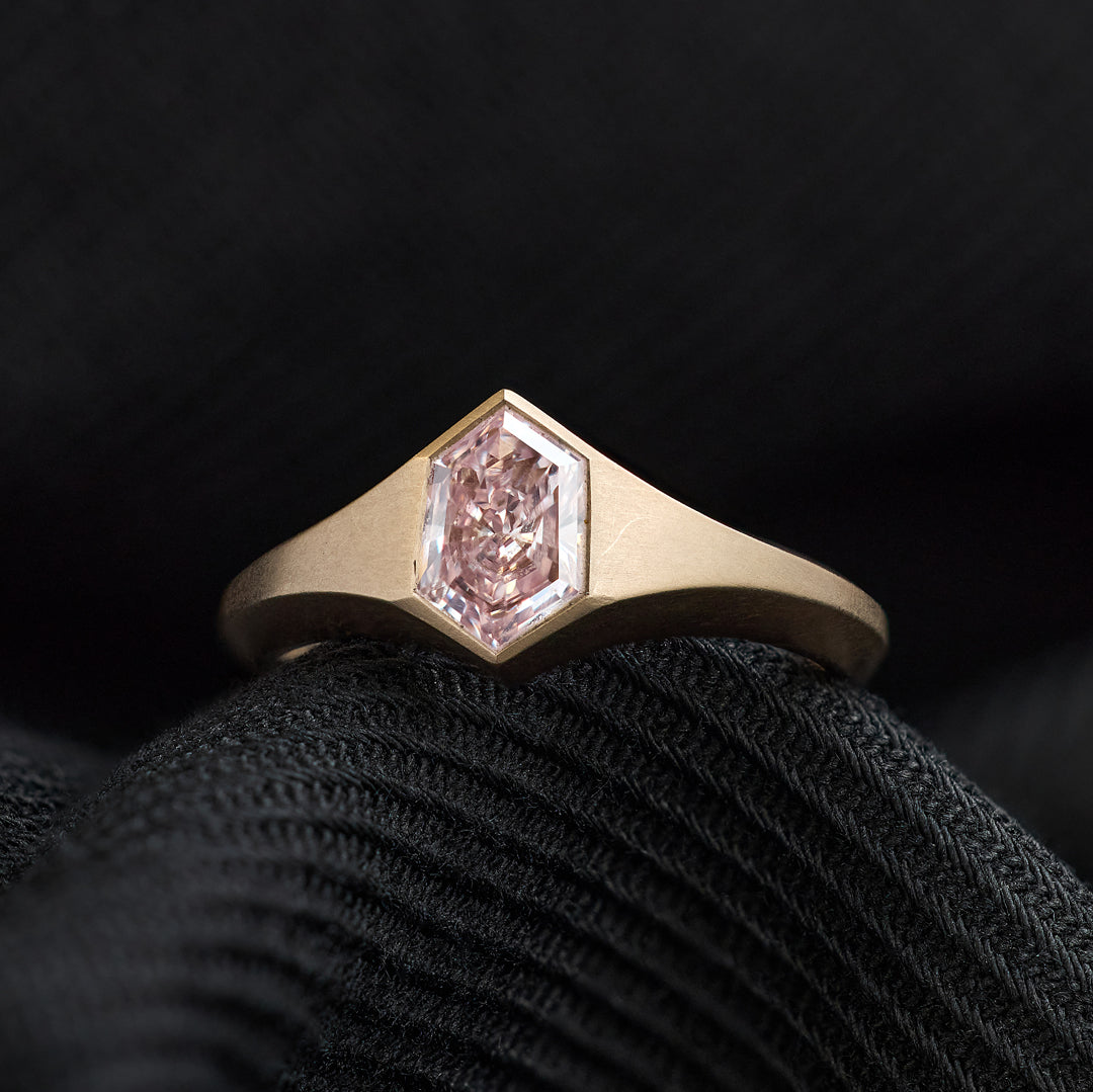 0.92 Carat Hexagonal Natural Fancy Light Pink Diamond Ring