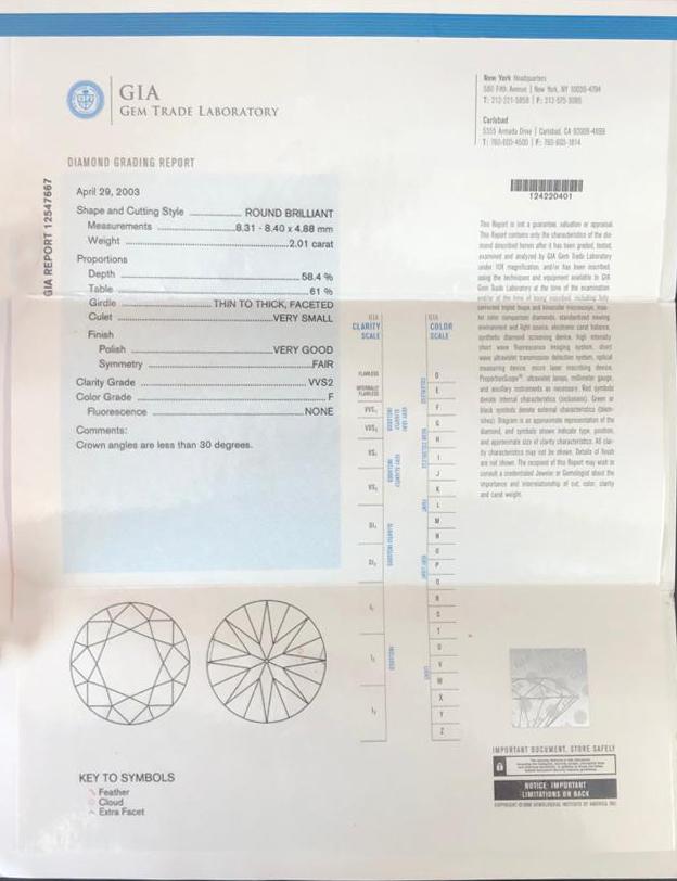 David Morris 2.01 Carat Brilliant Cut Diamond Solitaire Engagement Ring