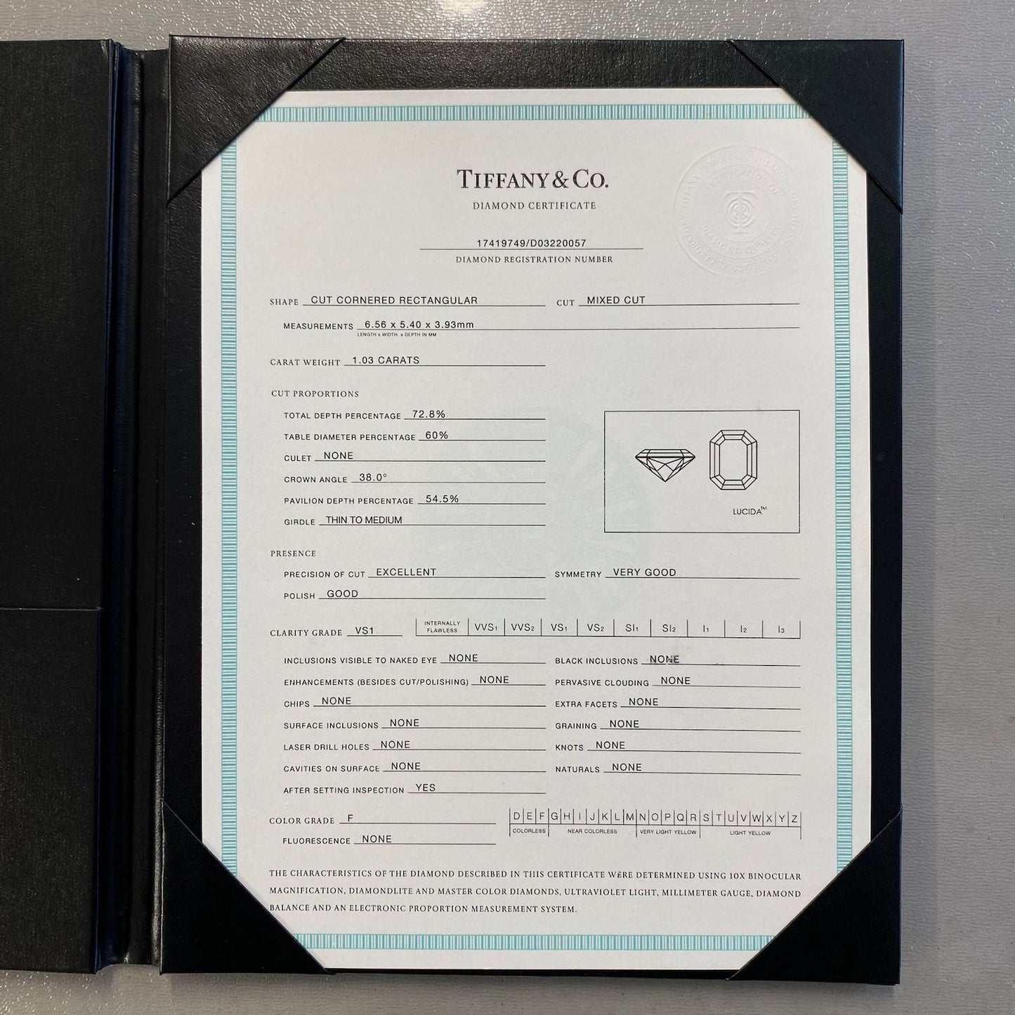 Tiffany & Co. 1.03 Carat Lucida Diamond Engagement Ring