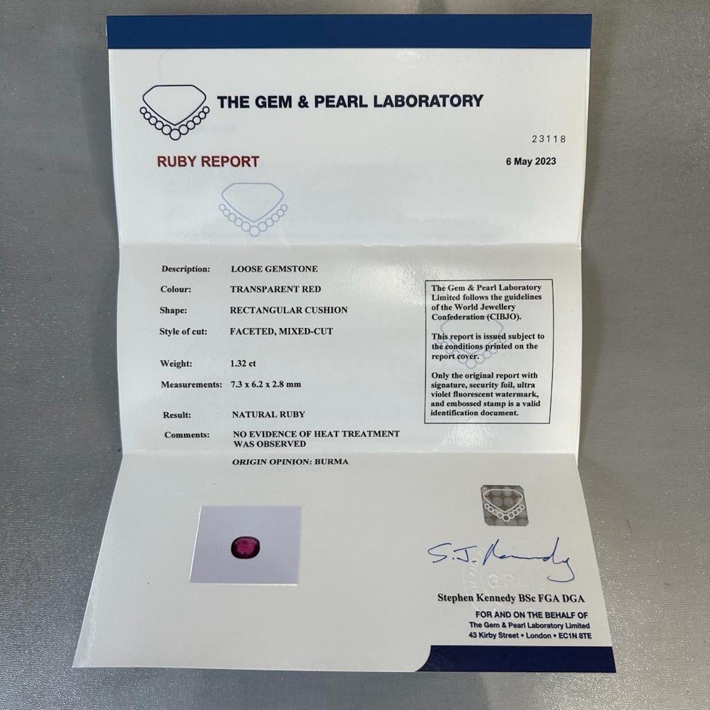 Antique Blue Enamel and Burmese Ruby Ring