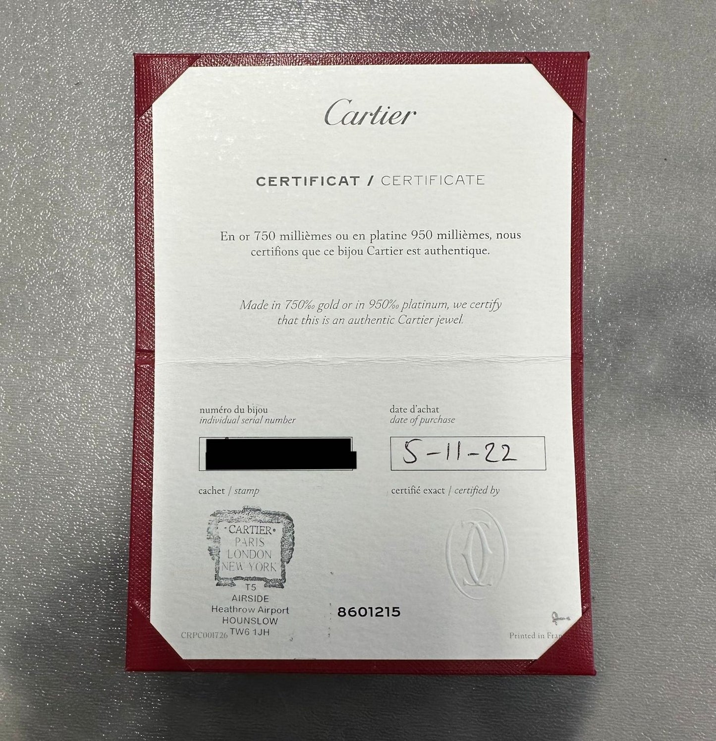 Cartier Diamond Juste Un Clou Ring Size K (50)