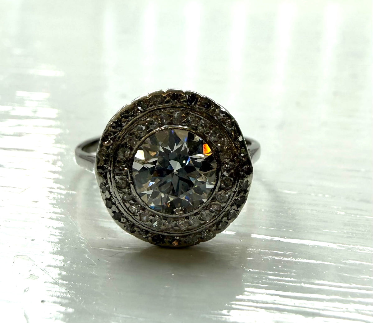 RESERVED Art Deco Diamond Ring SIZE To L