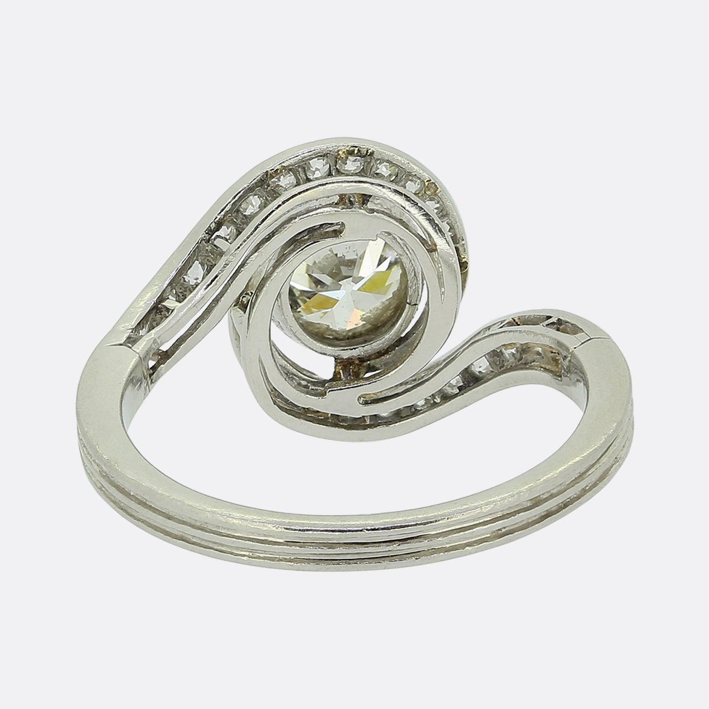 Antique 0.85 Carat Old Cut Diamond Swirl Ring
