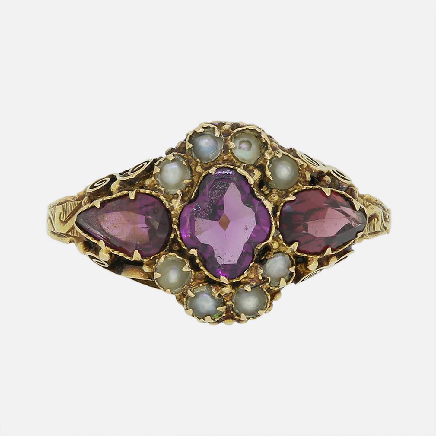 Victorian Garnet and Pearl Ring
