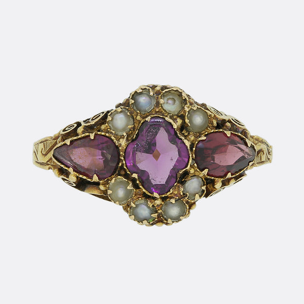 Victorian Garnet and Pearl Ring