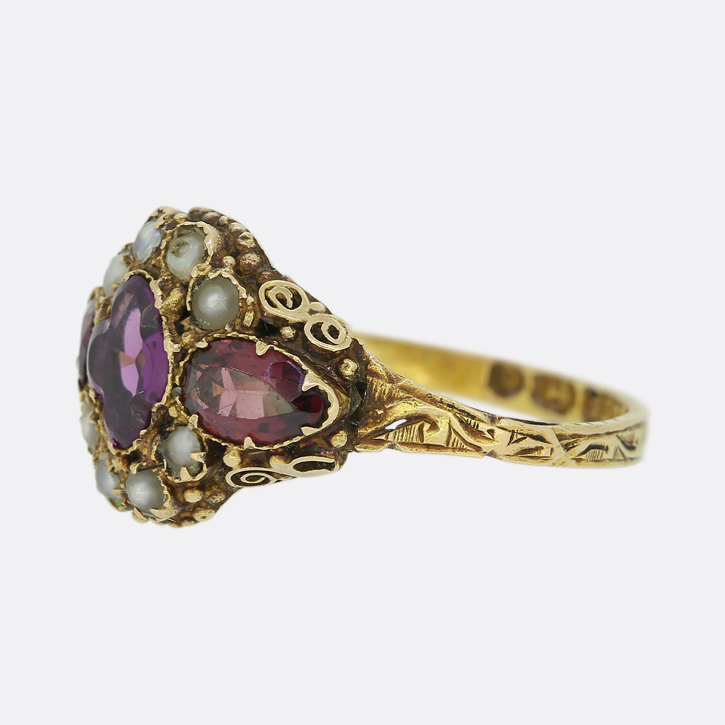 Victorian Garnet and Pearl Ring