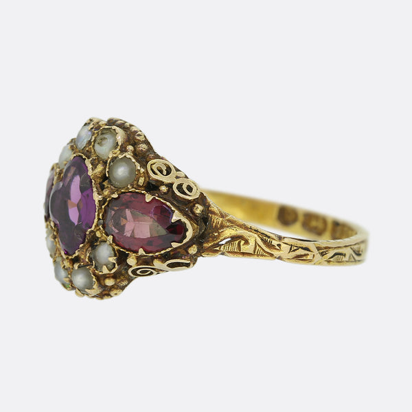 Victorian Garnet and Pearl Ring