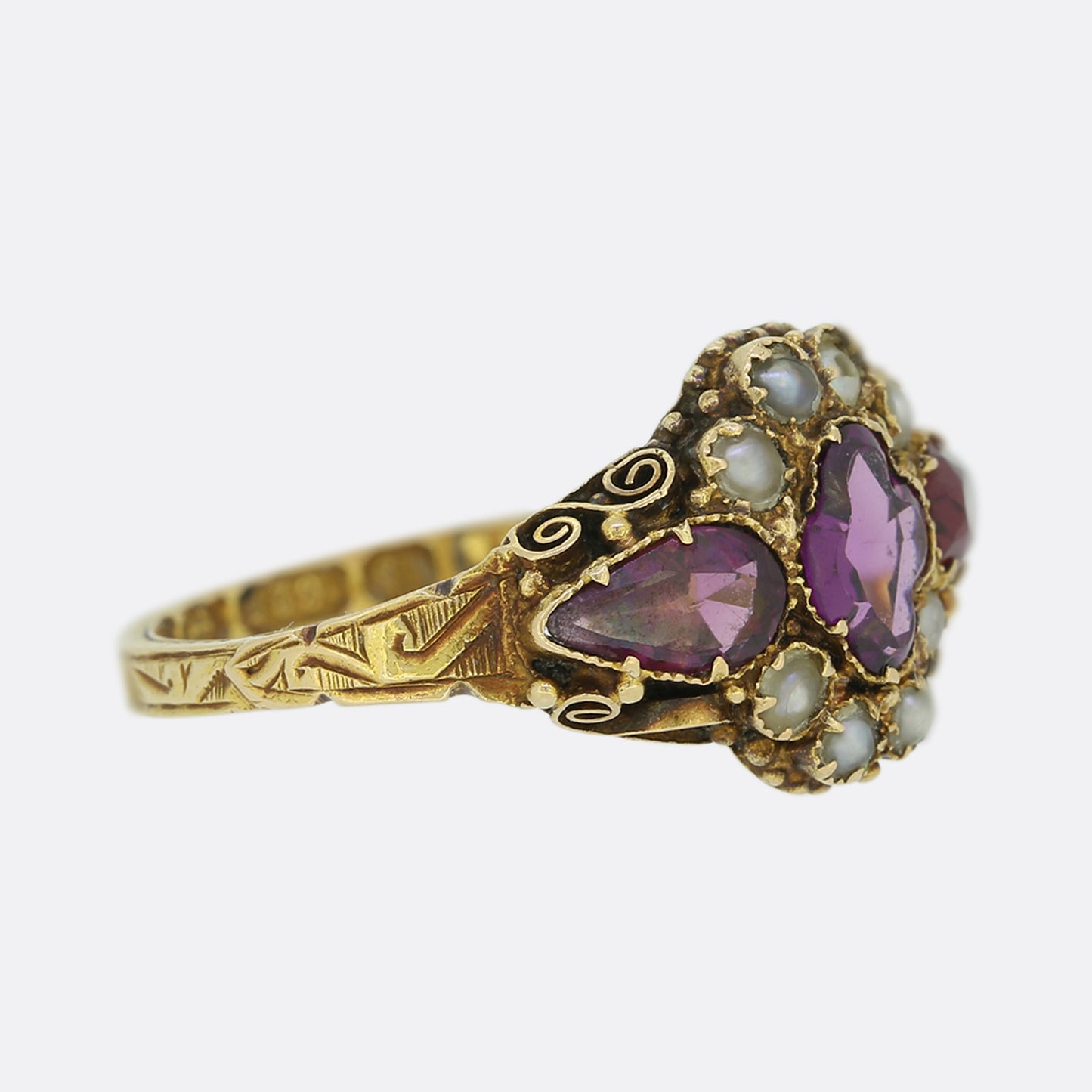 Victorian Garnet and Pearl Ring