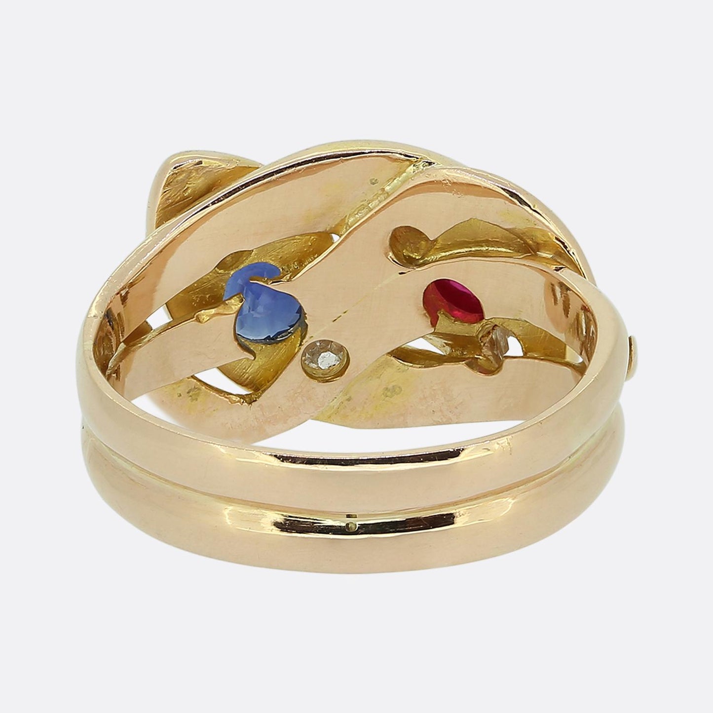Victorian Ruby Sapphire and Diamond Double Snake Ring