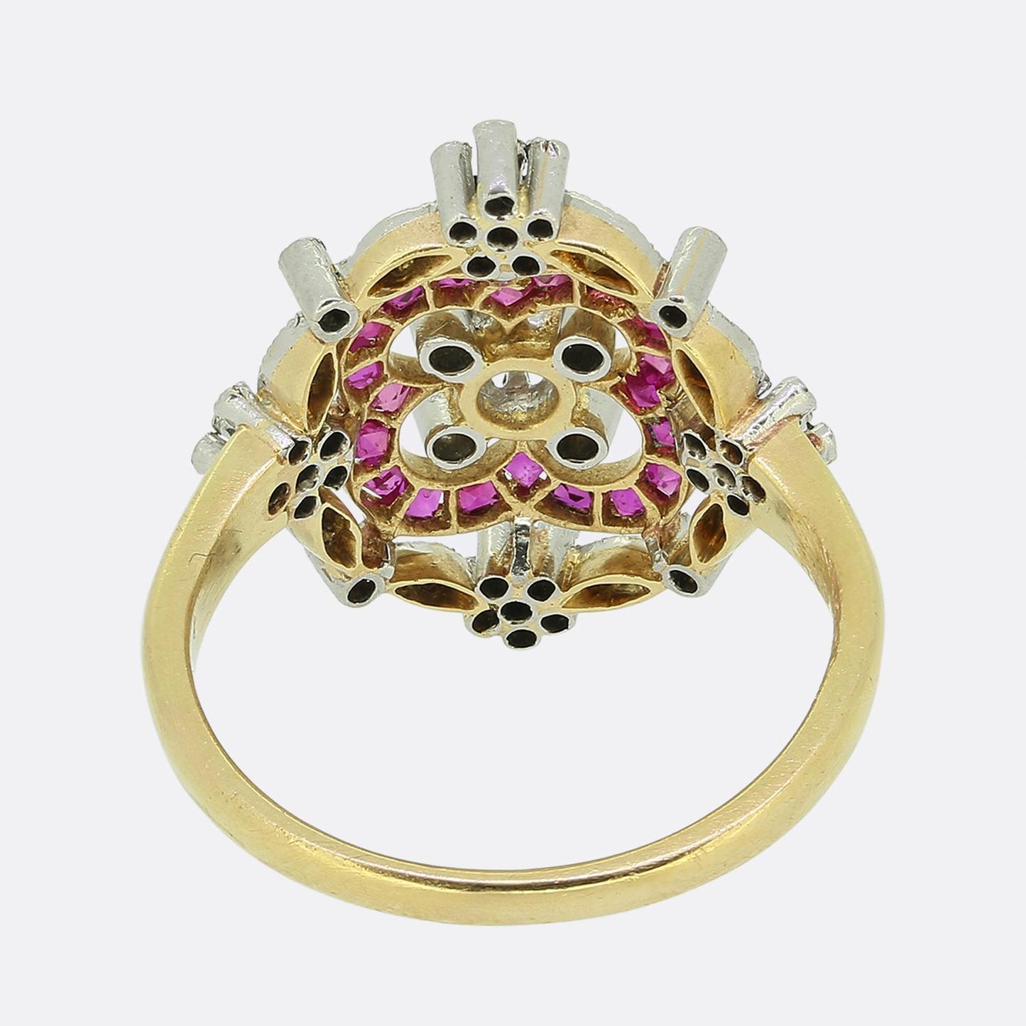 Art Deco Ruby and Diamond Cluster Ring
