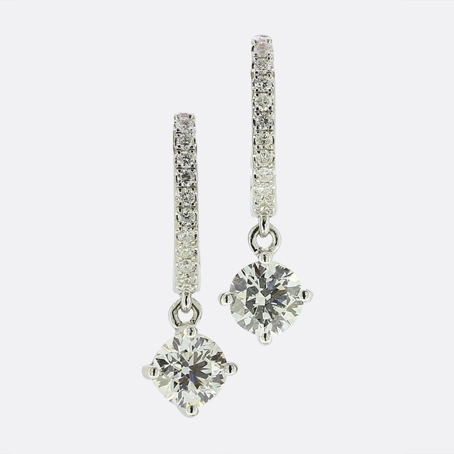 1.20 Carat Brilliant Cut Diamond Hoop and Drop Earrings