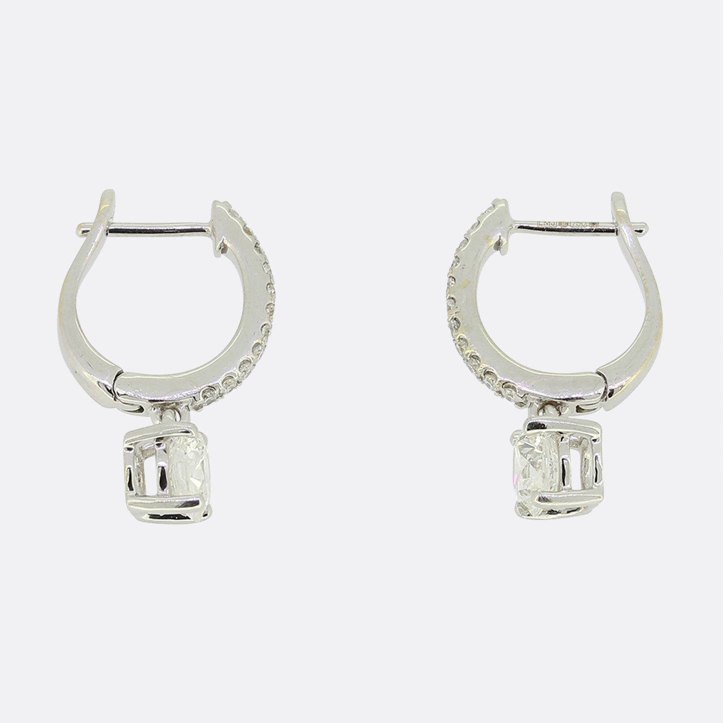 1.20 Carat Brilliant Cut Diamond Hoop and Drop Earrings