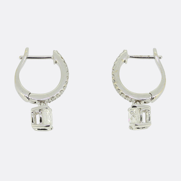 1.20 Carat Brilliant Cut Diamond Hoop and Drop Earrings