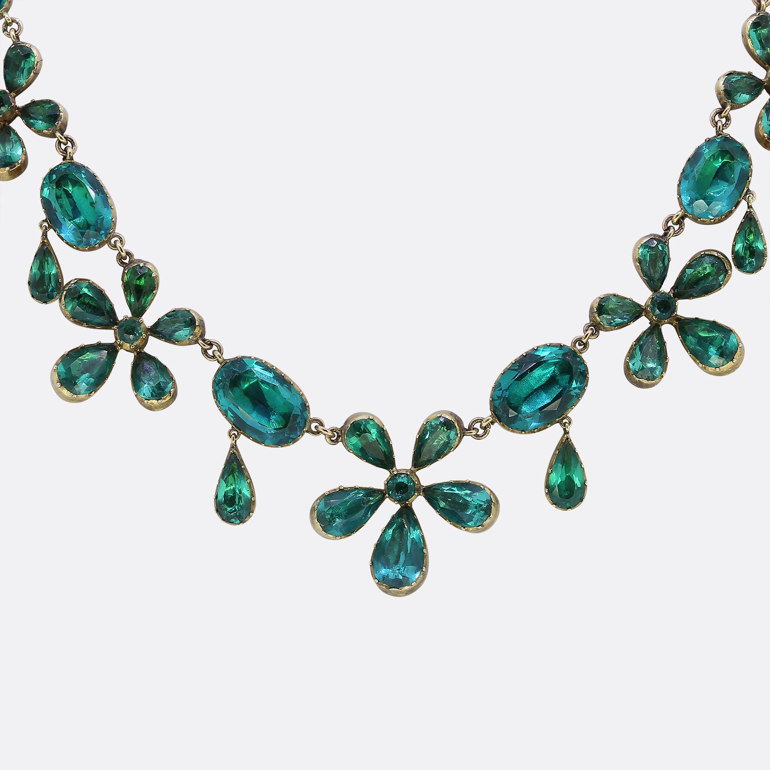 Emerald Paste Pansy Necklace The Vintage Jeweller