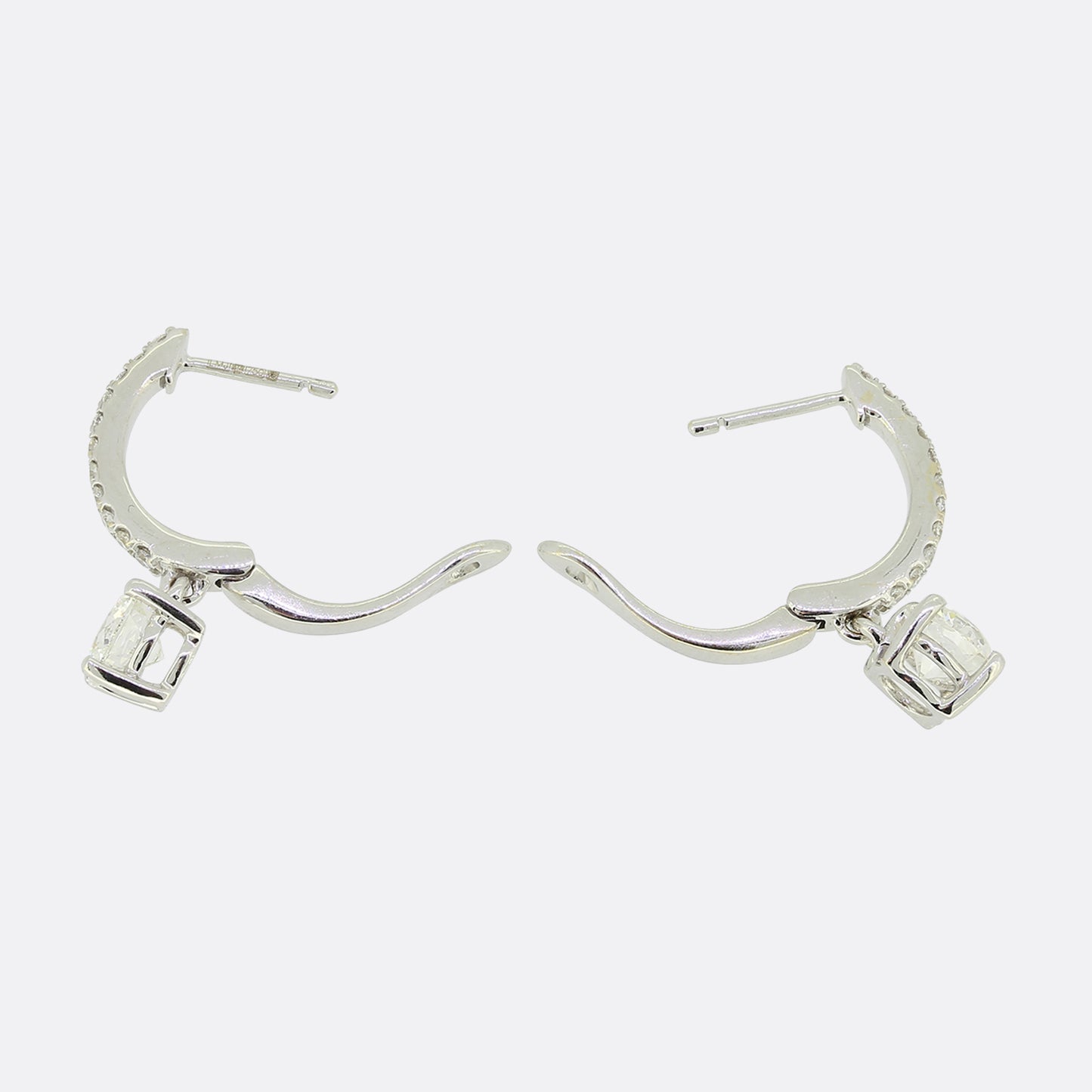 1.20 Carat Brilliant Cut Diamond Hoop and Drop Earrings