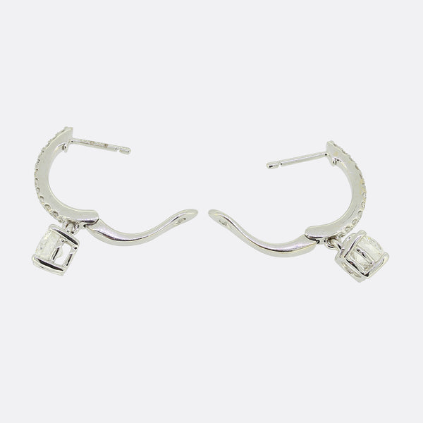 1.20 Carat Brilliant Cut Diamond Hoop and Drop Earrings