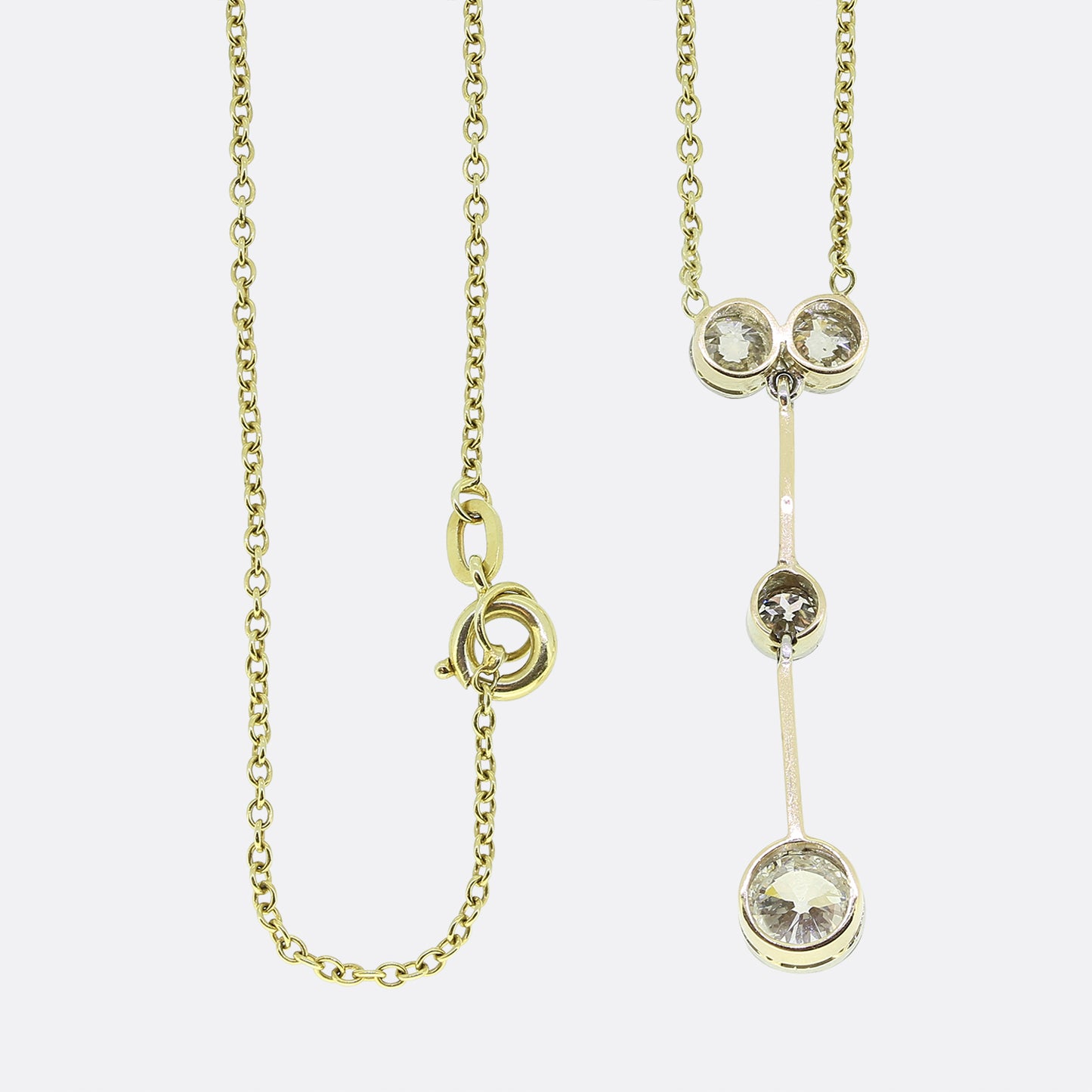 Antique Old Cut Diamond Drop Necklace