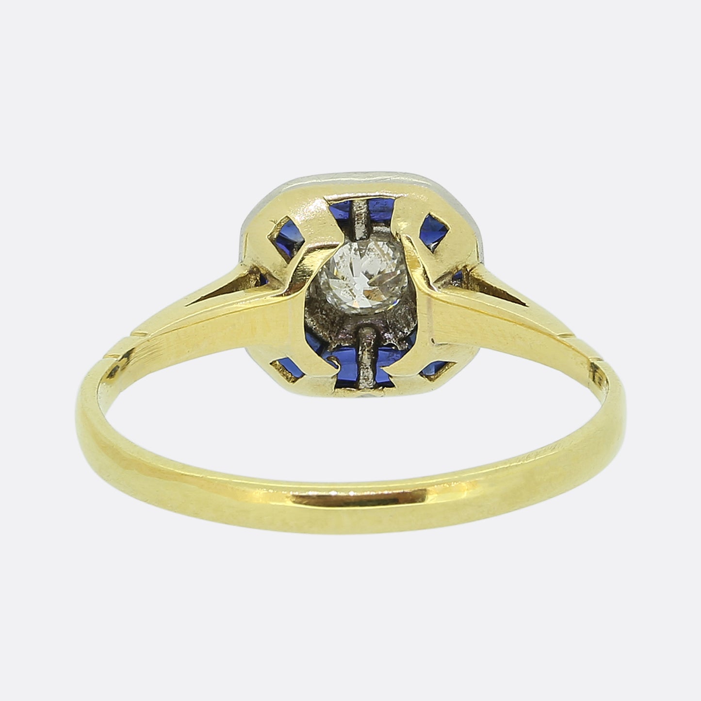 Art Deco 0.20 Carat Old Cut Diamond and Sapphire Ring