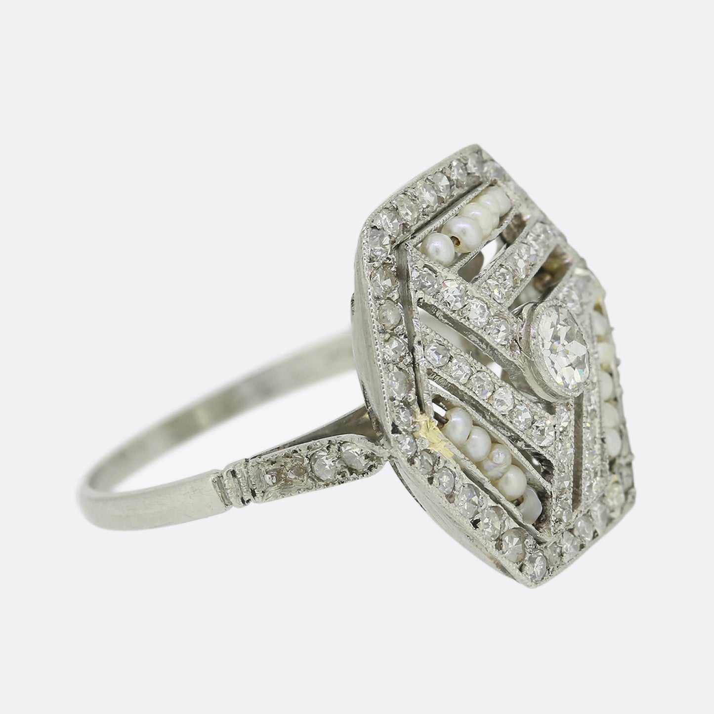 Art Deco Pearl and Diamond Ring
