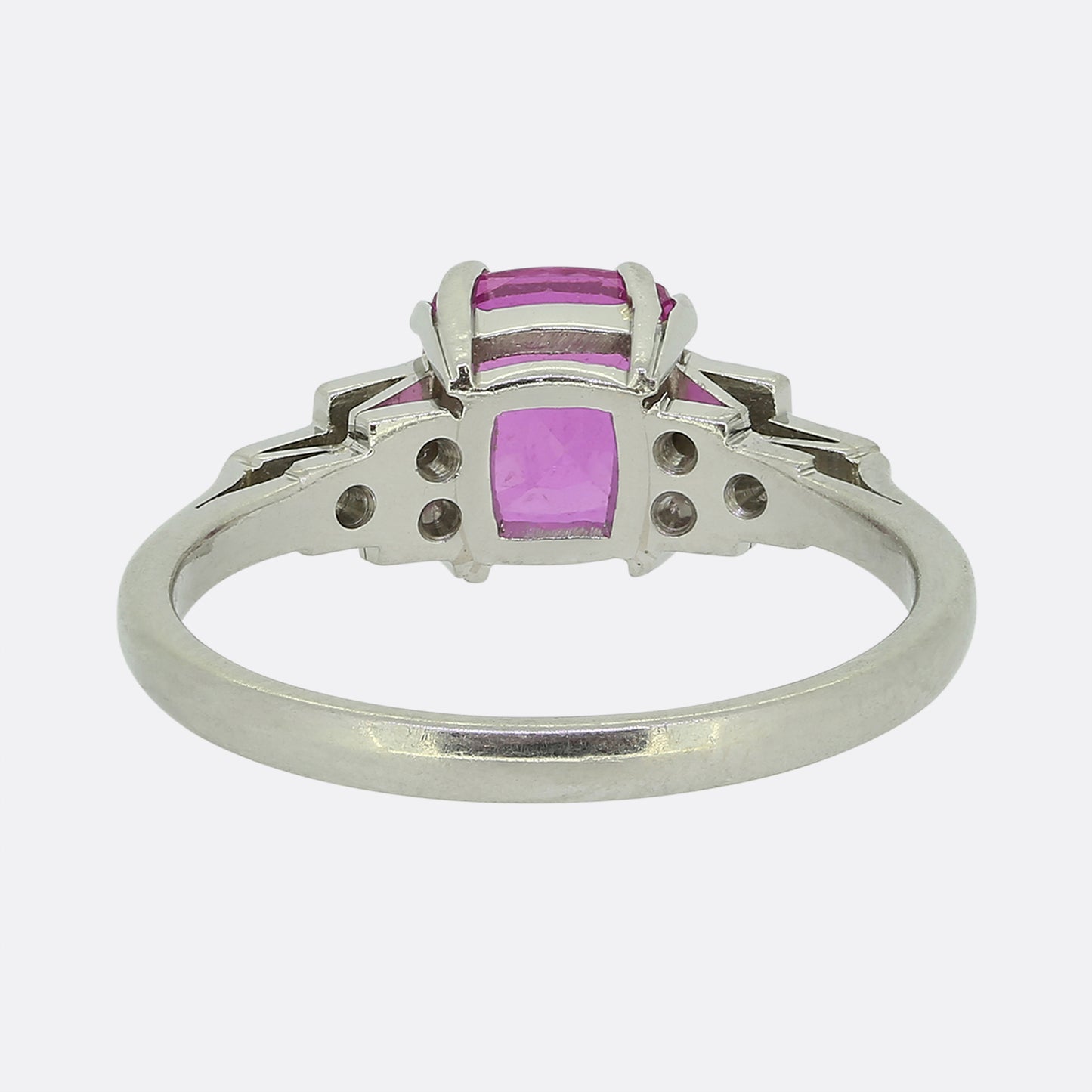 Art Deco Natural Pink Sapphire and Diamond Ring