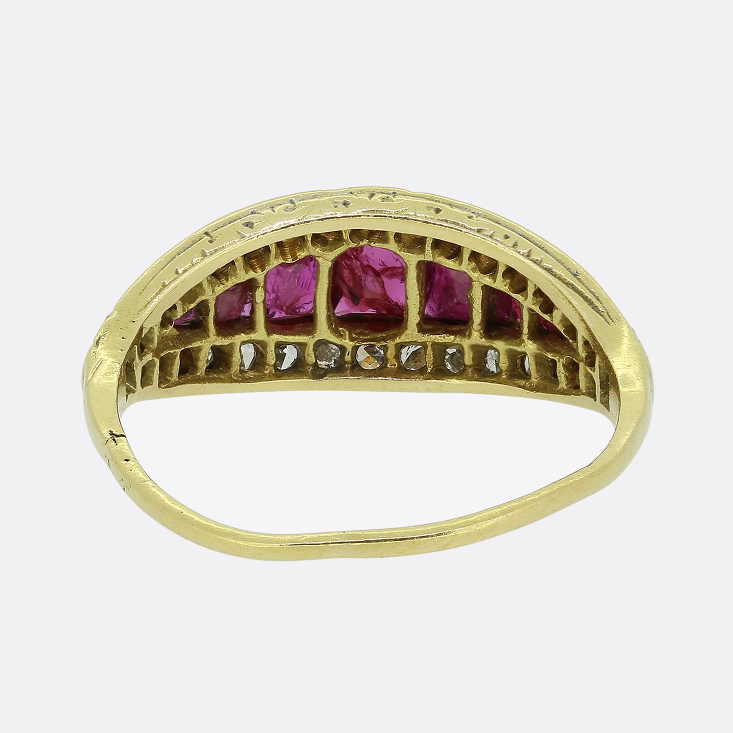 Victorian Ruby and Diamond Cluster Ring