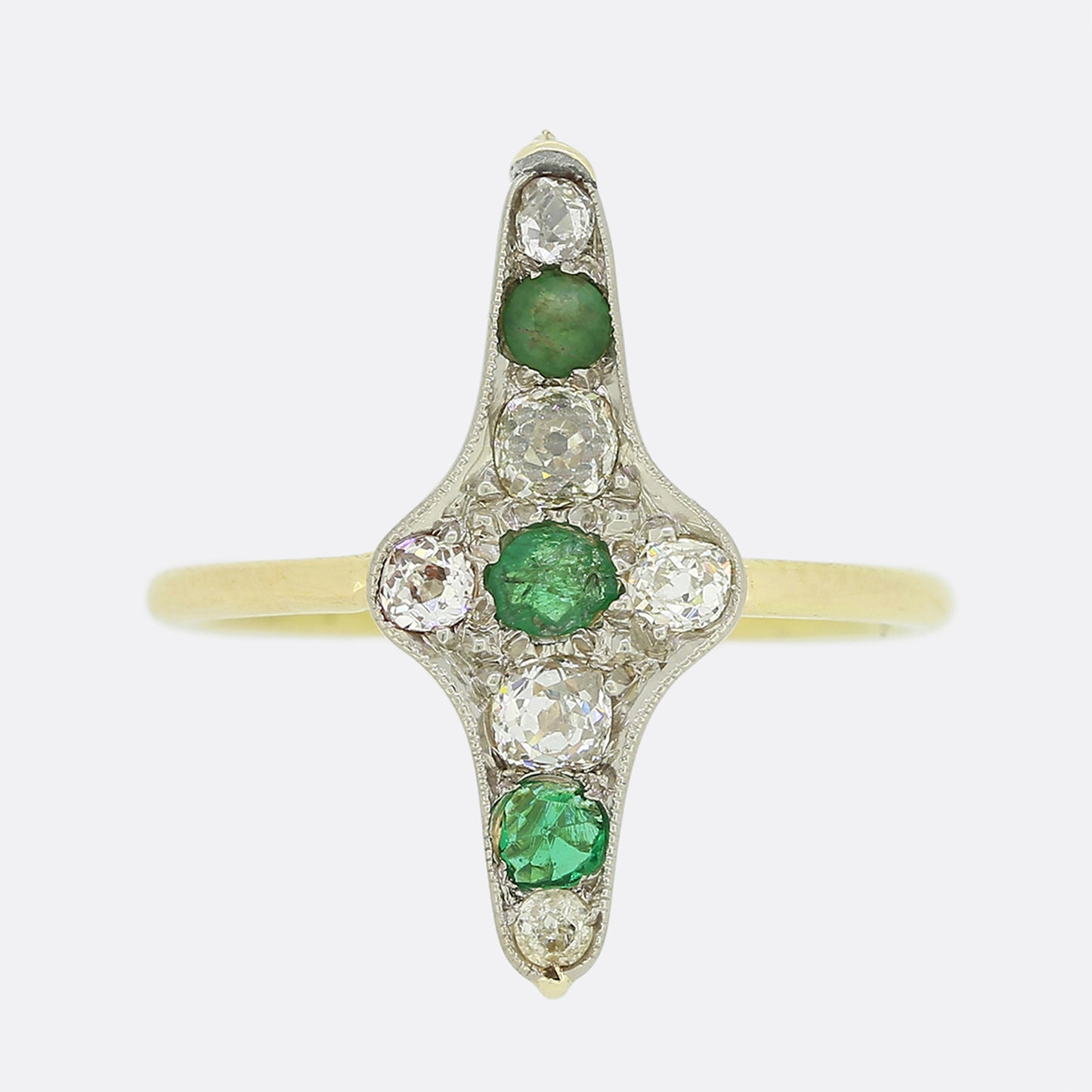 Vintage Emerald and Old Cut Diamond Ring