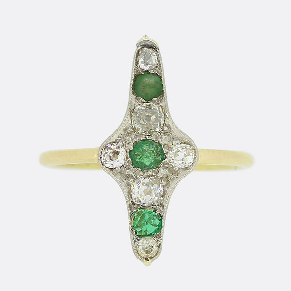 Vintage Emerald and Old Cut Diamond Ring