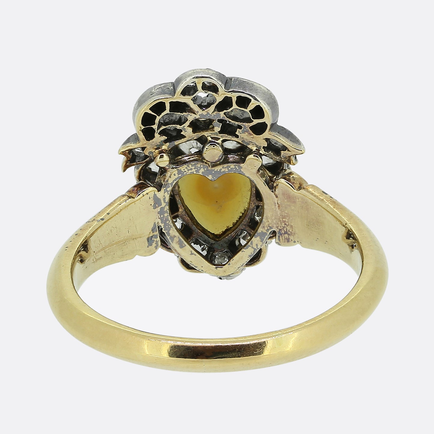 Victorian Pearl and Diamond Heart Ring