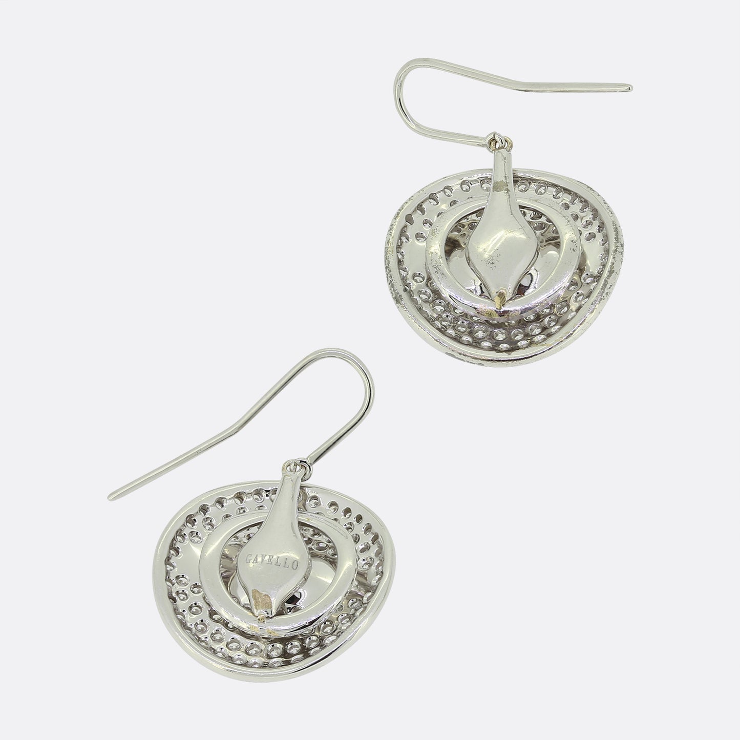 Gavello Black and White Diamond Eyes Drop Earrings