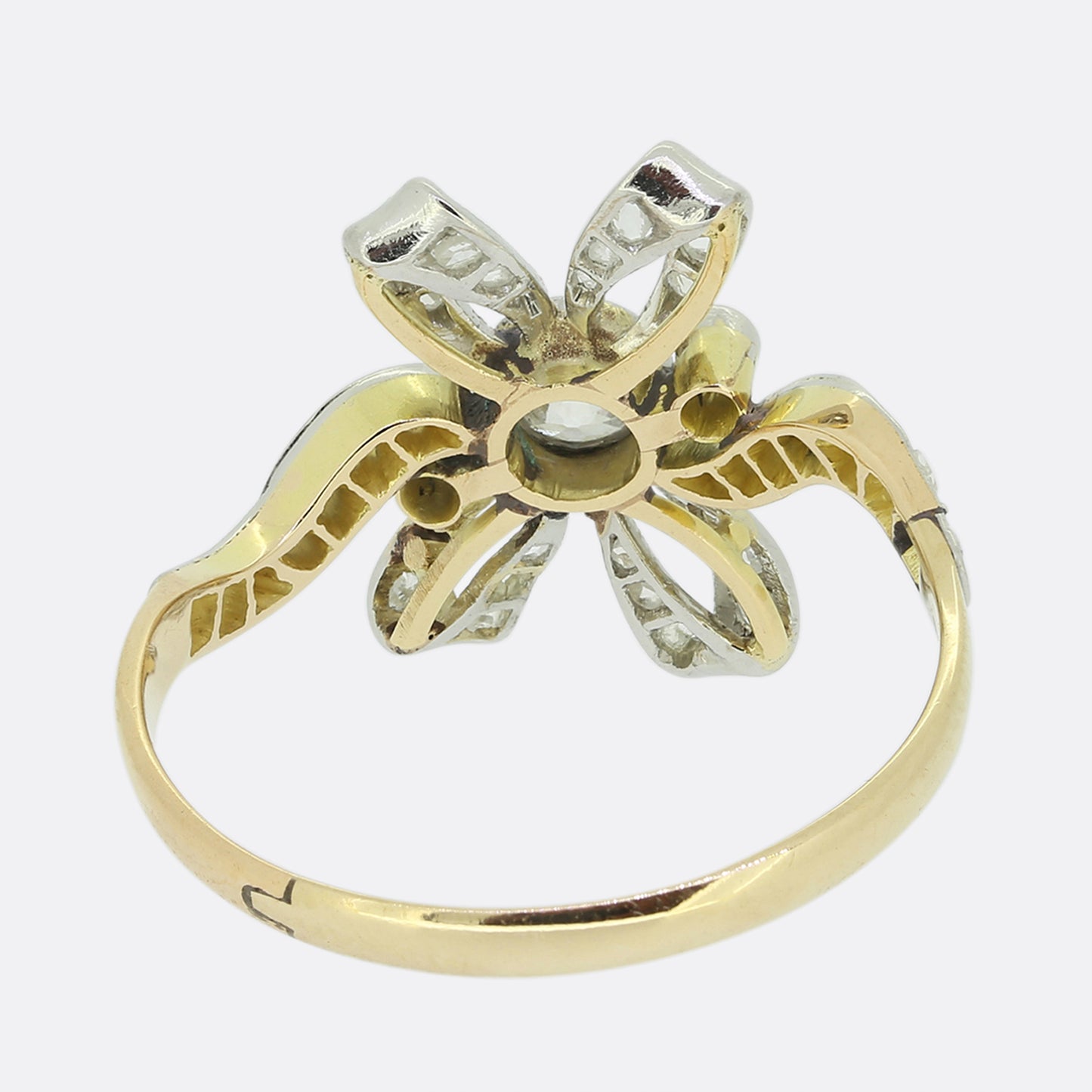 Edwardian Old Cut Diamond Ribbon Ring