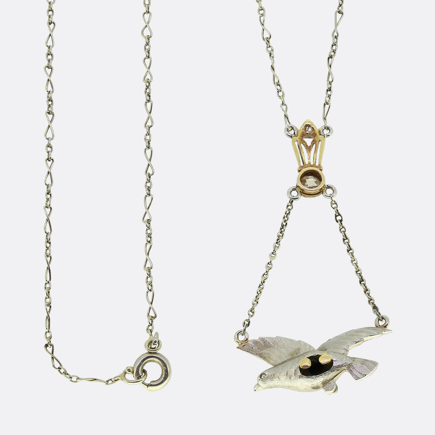 Edwardian Ruby and Diamond Swallow Necklace