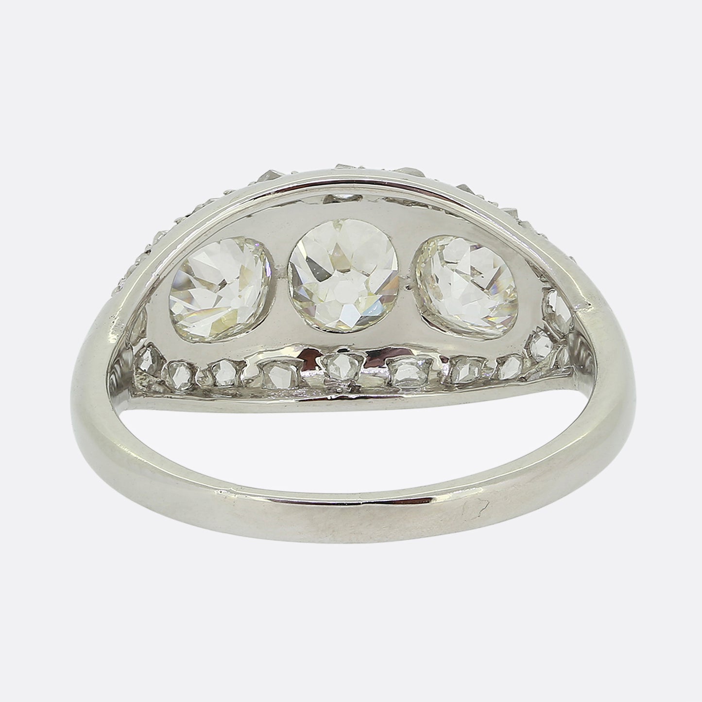 French Art Deco Three-Stone Diamond Ring