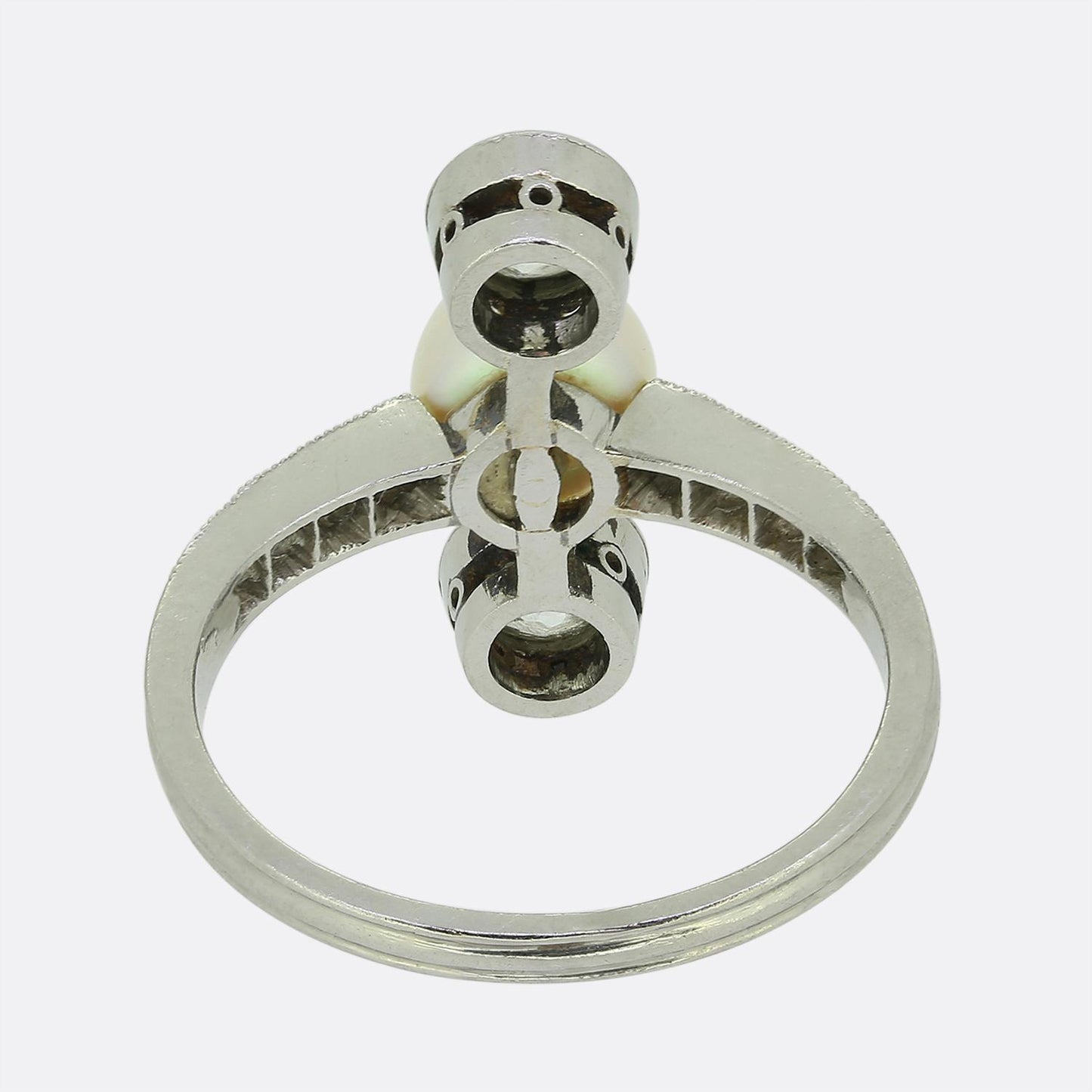 Art Deco Pearl and Diamond Three-Stone Ring