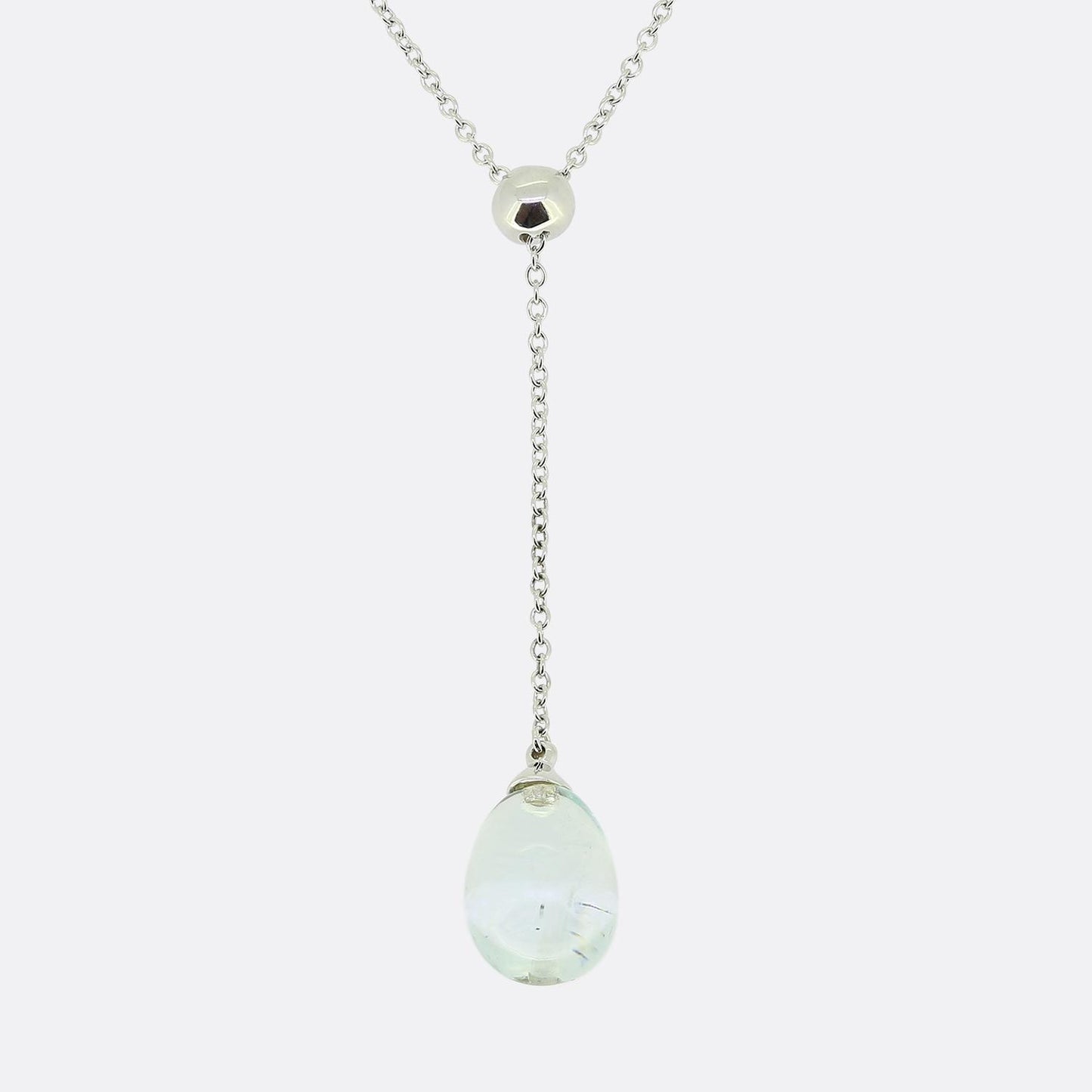 Tiffany & Co. Aquamarine Drop Pendant Necklace