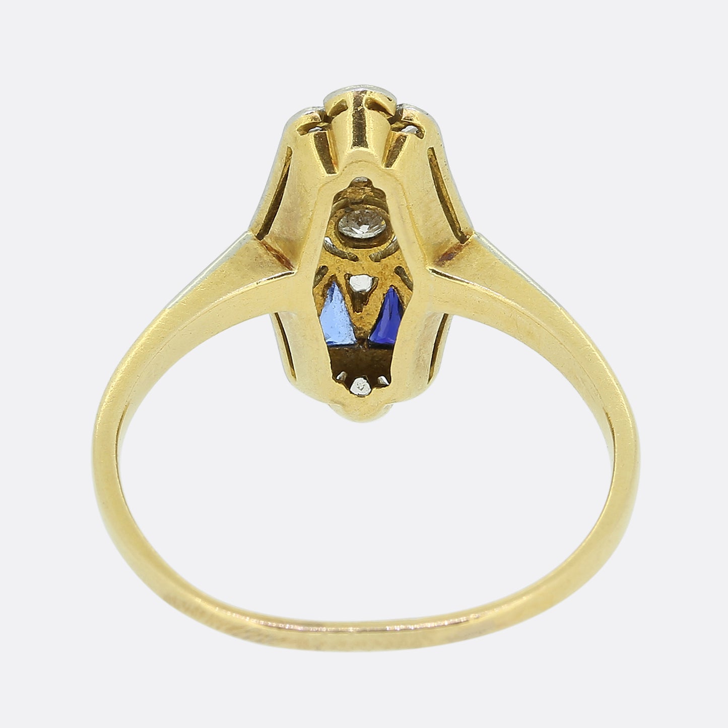 Art Deco Sapphire and Diamond Plaque Ring